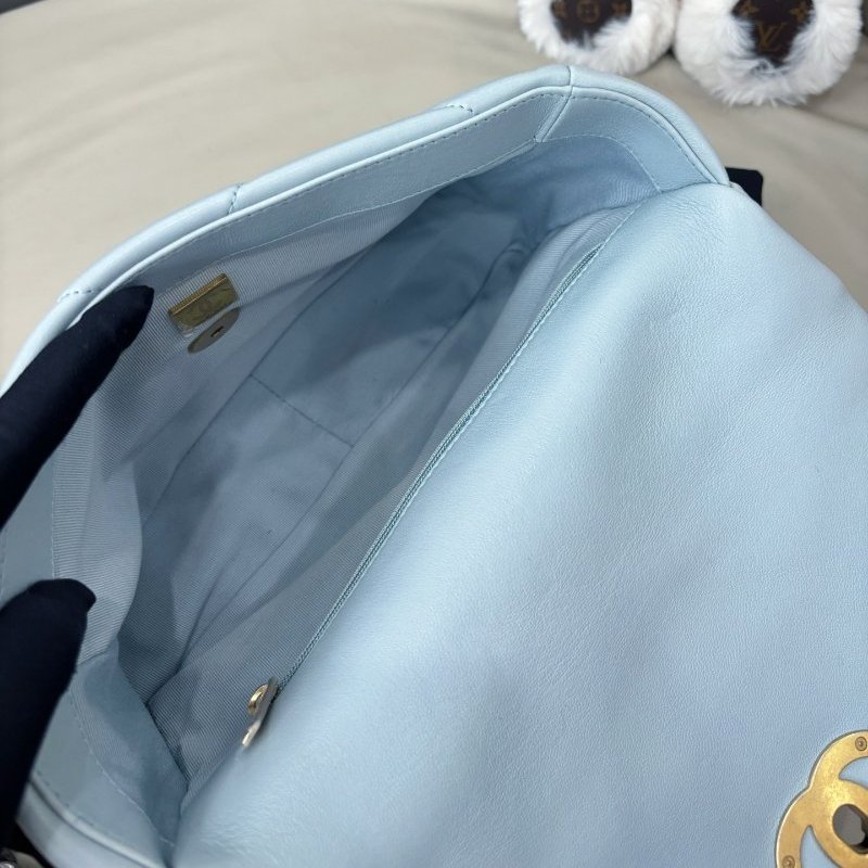 近新品 香奈兒/Chanel 淺霧霾藍19bag小號 芯片款-9