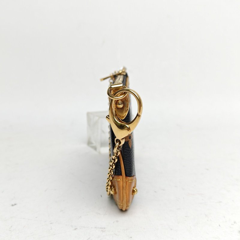 LOUIS VUITTON 中古mini麻將包黑三彩PVC金扣2012肩背包-1