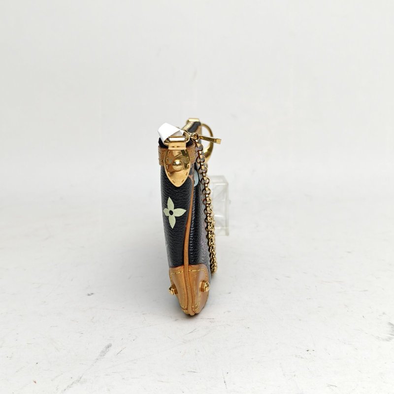 LOUIS VUITTON 中古mini麻將包黑三彩PVC金扣2012肩背包-3