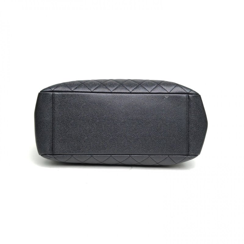 CHANEL GST購物袋小號黑色荔枝牛皮16開金扣肩背包-4