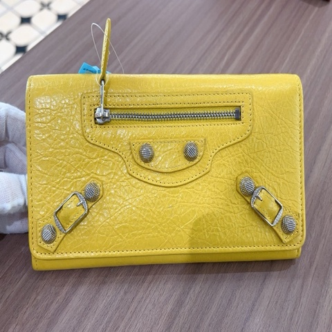 Balenciaga巴黎世家黃色機車長款錢包