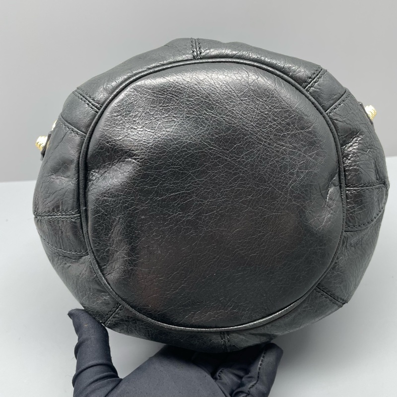 Balenciaga巴黎世家機車水桶包黑色-2