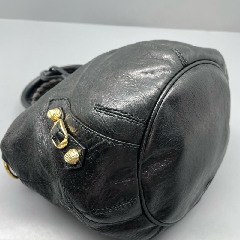 Balenciaga巴黎世家機車水桶包黑色-3