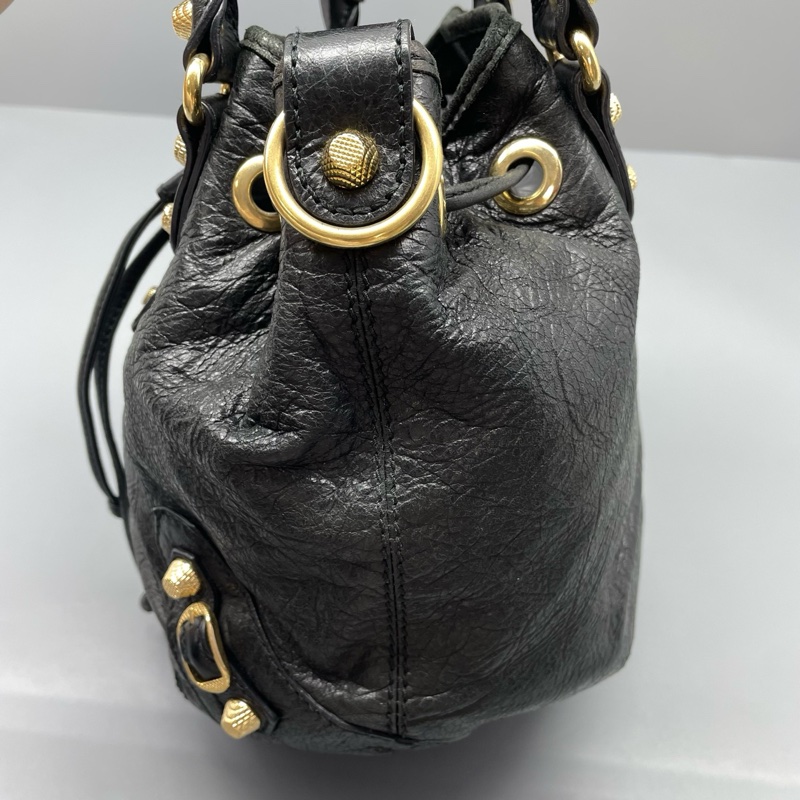 Balenciaga巴黎世家機車水桶包黑色-5