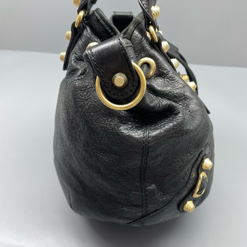 Balenciaga巴黎世家機車水桶包黑色-6