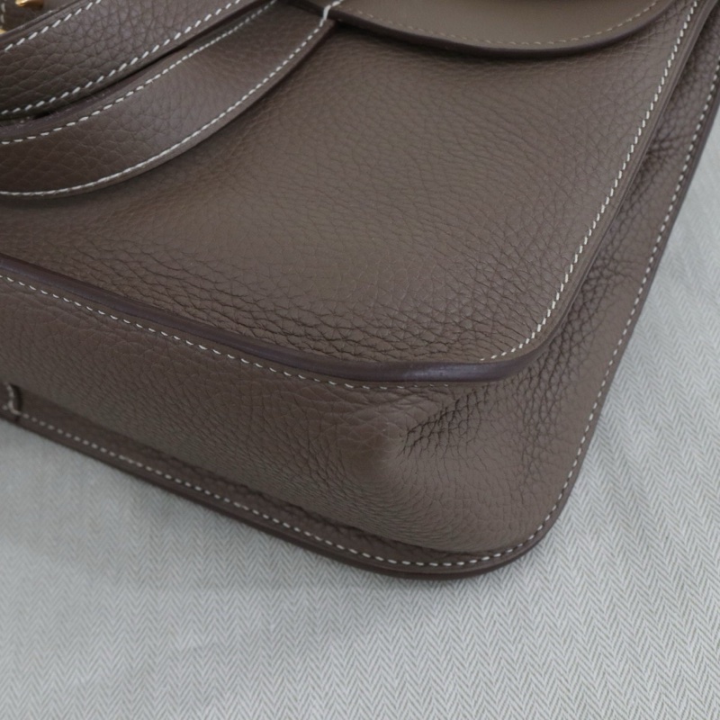 Hermès愛馬仕 Halzan 31大象灰金扣，tc拼s皮，D刻 尺寸31*20*9-3