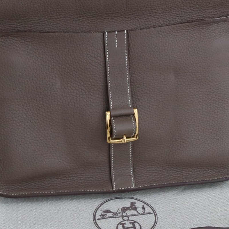 Hermès愛馬仕 Halzan 31大象灰金扣，tc拼s皮，D刻 尺寸31*20*9-6