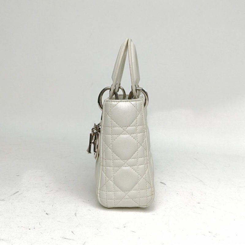 DIOR Lady戴妃包三格白色羊皮銀扣2016肩背包-1