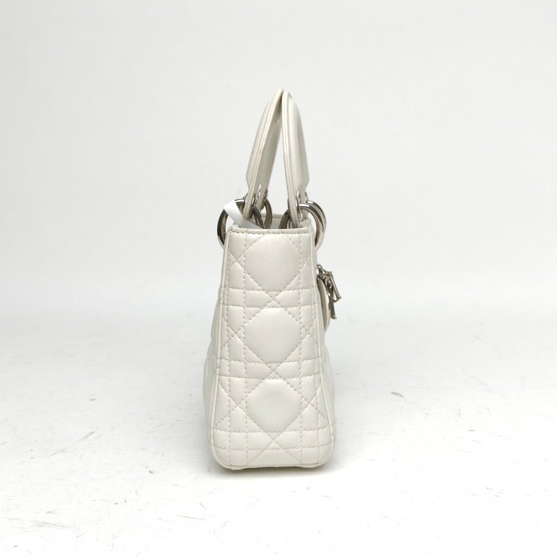 DIOR Lady戴妃包三格白色羊皮銀扣2016肩背包-3