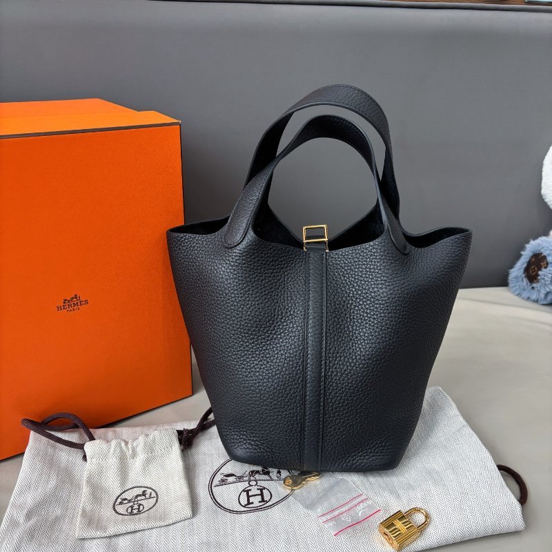 閒置新 愛馬仕Hermes 黑金菜籃子Picotin18-1