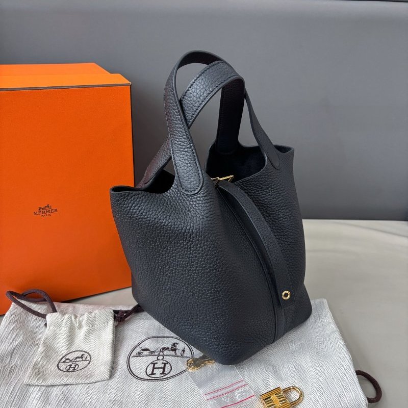 閒置新 愛馬仕Hermes 黑金菜籃子Picotin18-2