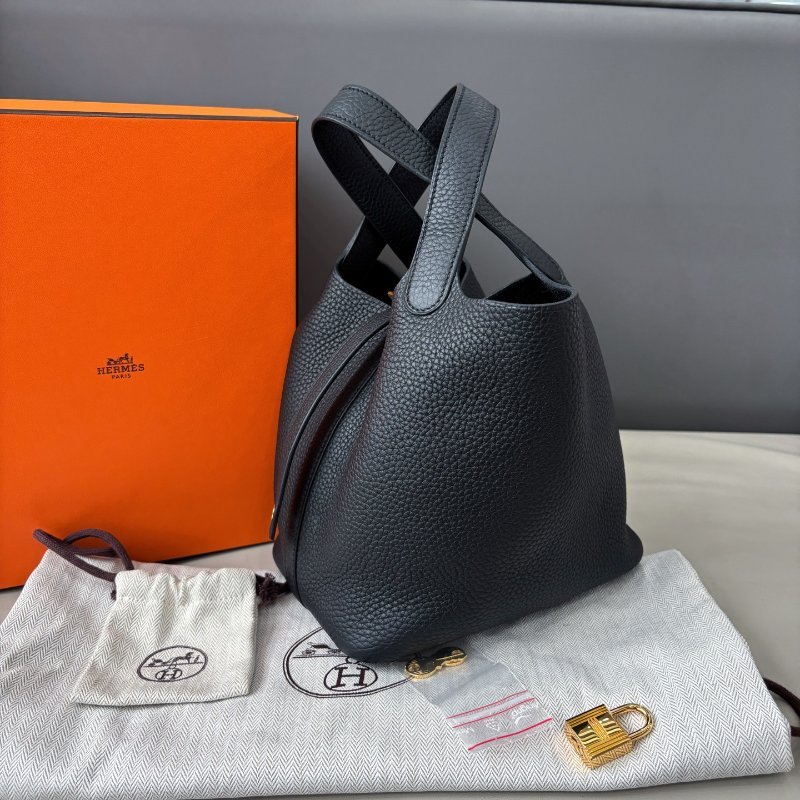 閒置新 愛馬仕Hermes 黑金菜籃子Picotin18-3