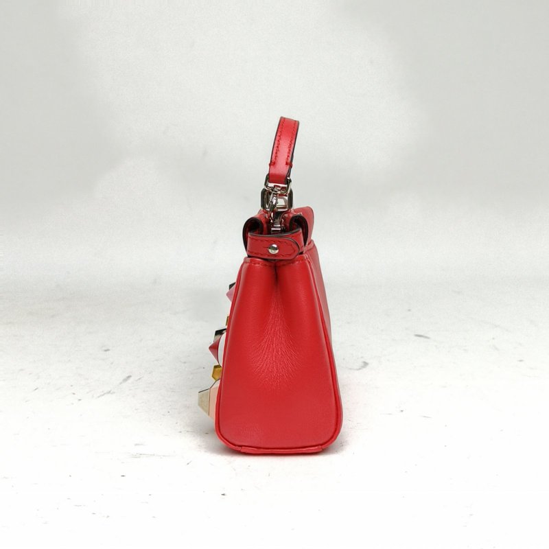 FENDI PEEKABOOMICRO超Mini紅色羊皮銀扣肩背包-1