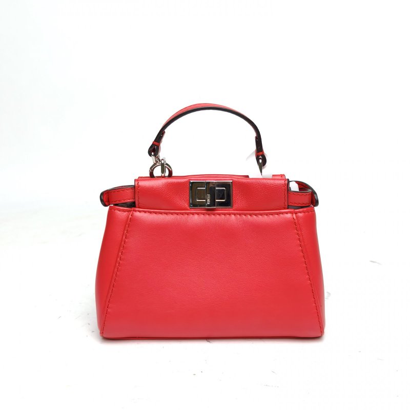 FENDI PEEKABOOMICRO超Mini紅色羊皮銀扣肩背包-2