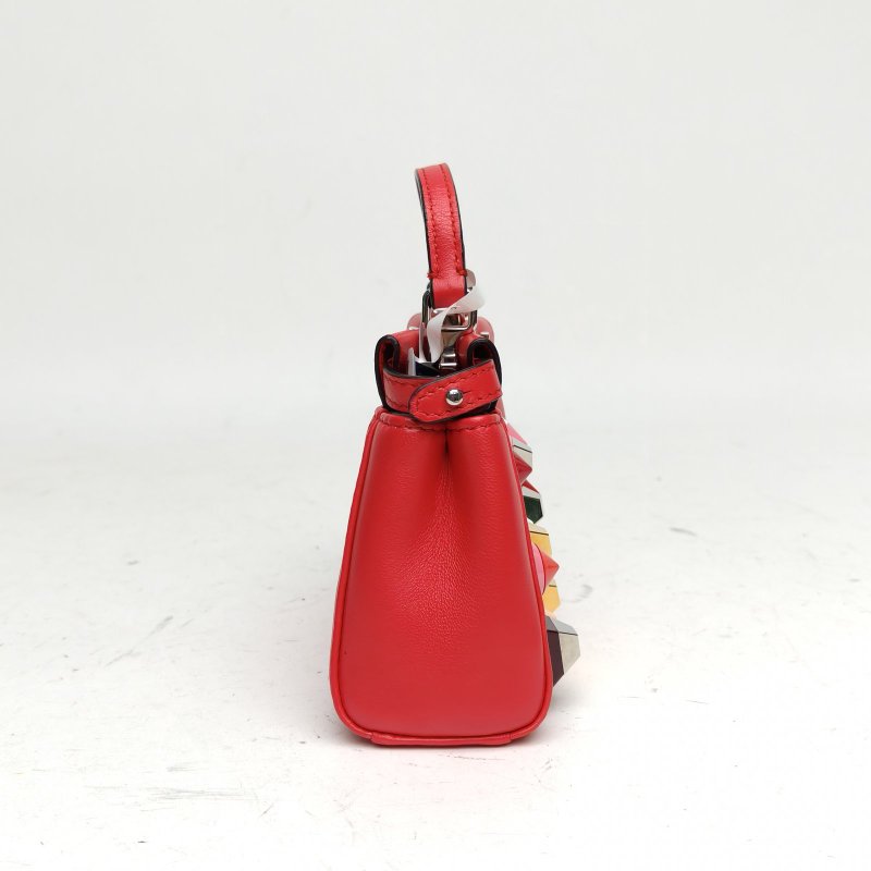 FENDI PEEKABOOMICRO超Mini紅色羊皮銀扣肩背包-3