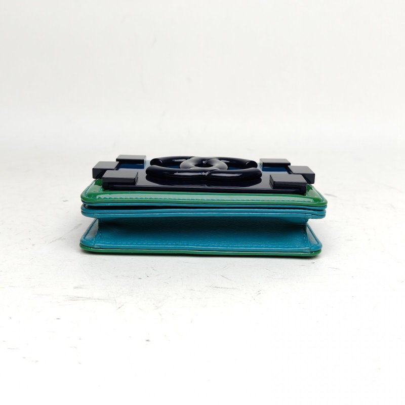 CHANEL 拼色漆皮19開銀扣漸變積木包鏈條包肩背包-4