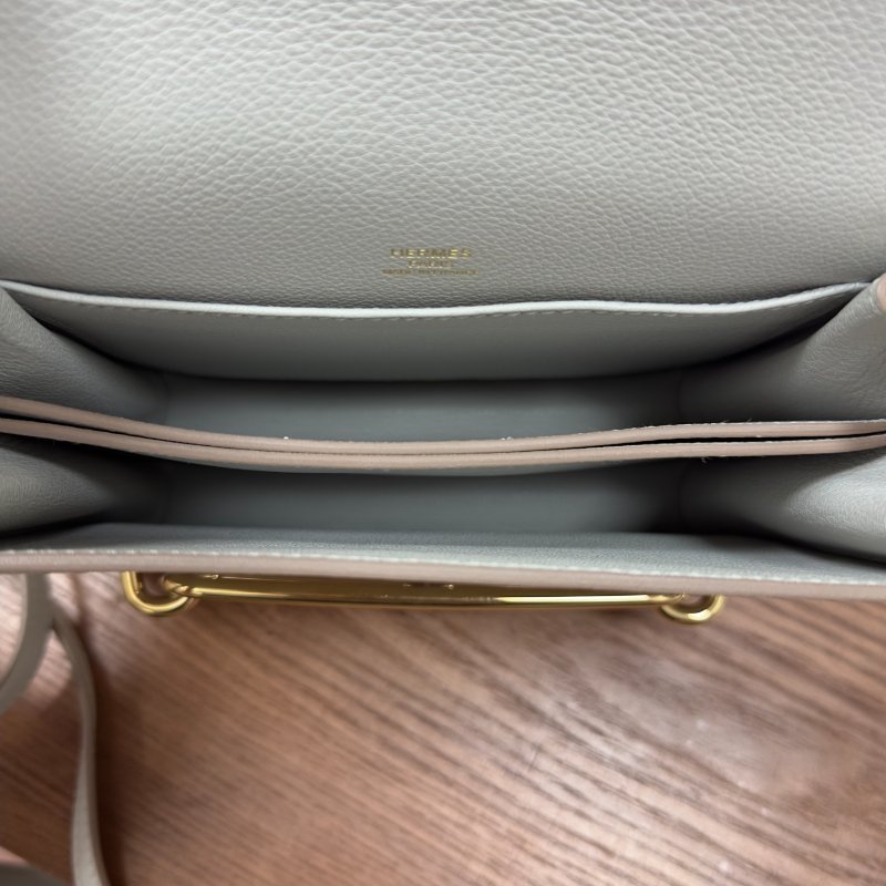 愛馬仕Hermes 豬鼻子Roulis19 珍珠灰金扣 evercolor皮-9