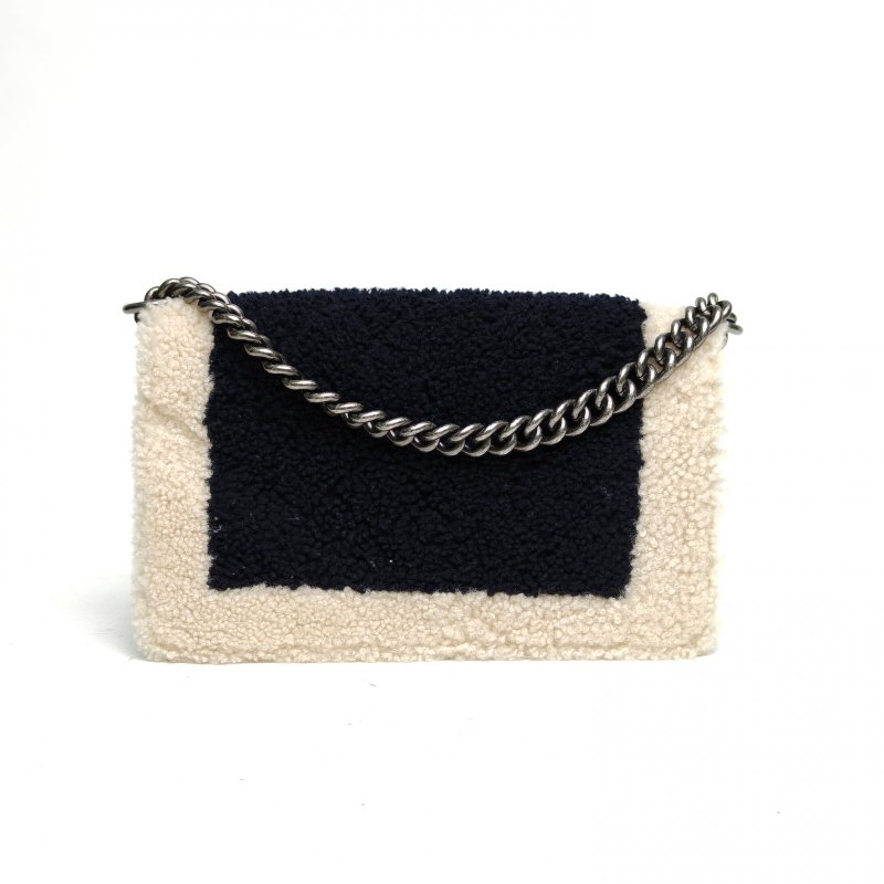 CHANEL Leboy中號拼色毛呢21開銀扣肩背包-2