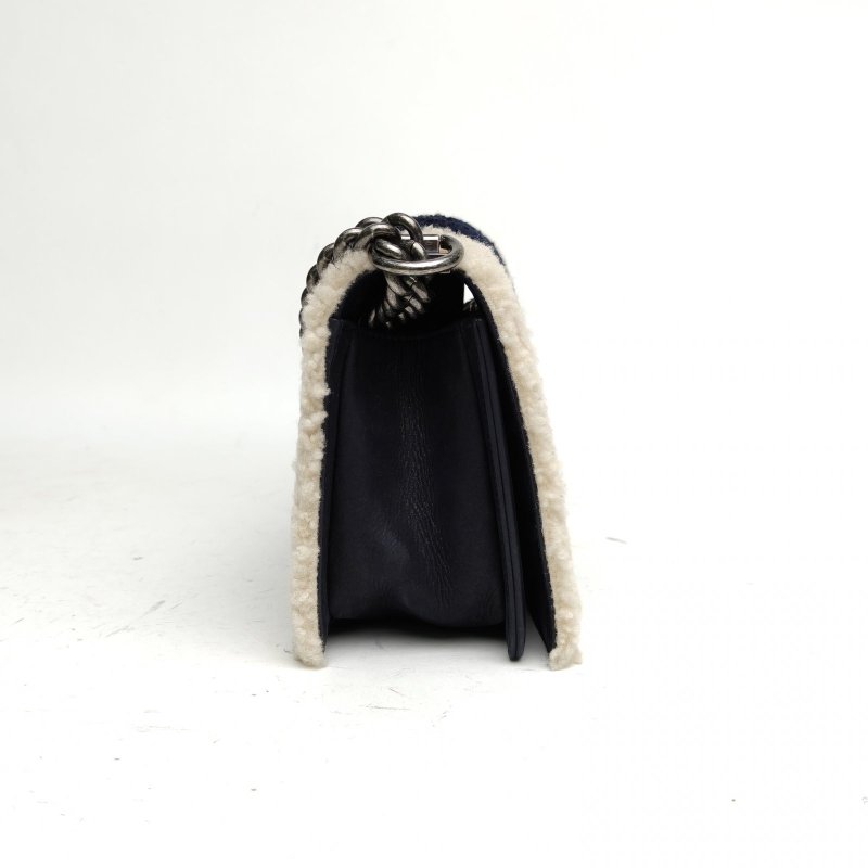 CHANEL Leboy中號拼色毛呢21開銀扣肩背包-3