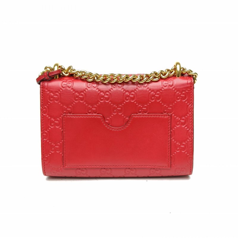 GUCCI Padlock鎖頭包盒子包小號GG壓紋紅色金扣肩背包-2