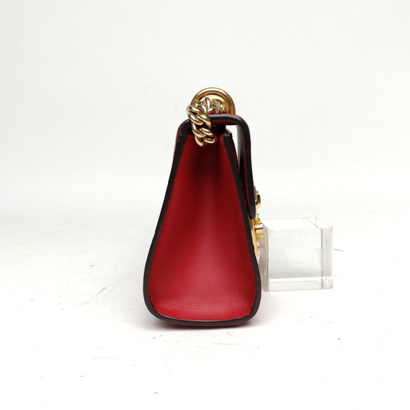 GUCCI Padlock鎖頭包盒子包小號GG壓紋紅色金扣肩背包-3