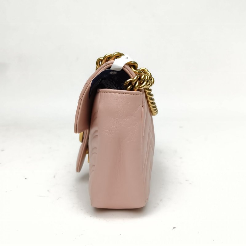 GUCCI GGMarmont肩背包Mini22粉色牛皮金扣肩背包-1