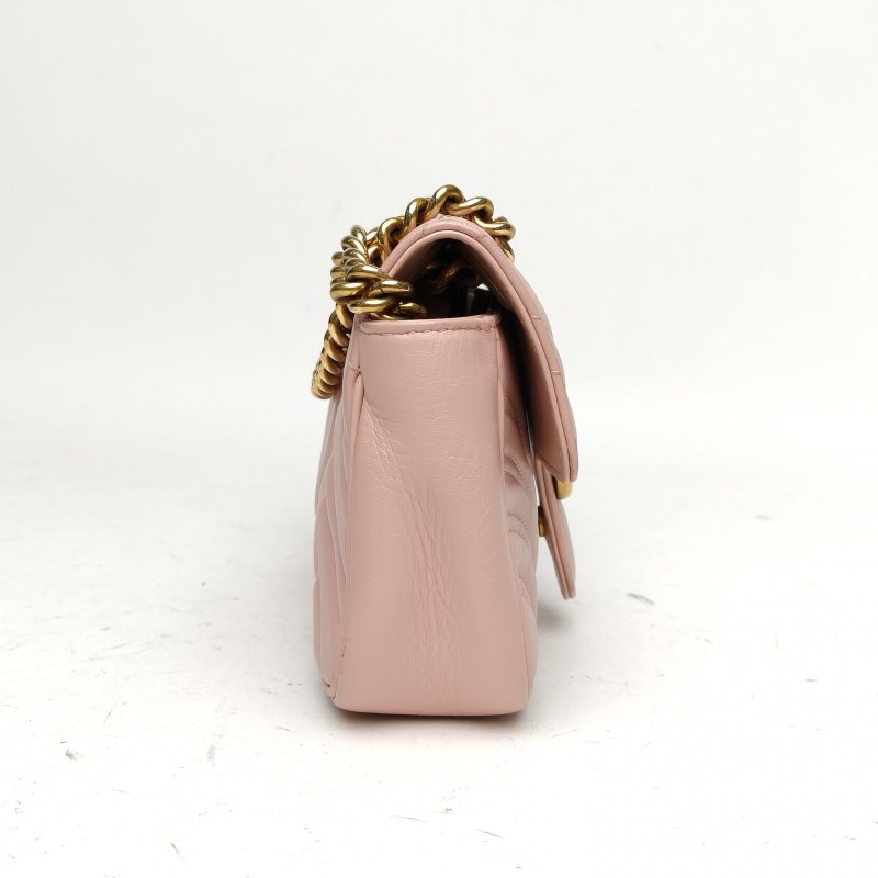 GUCCI GGMarmont肩背包Mini22粉色牛皮金扣肩背包-3