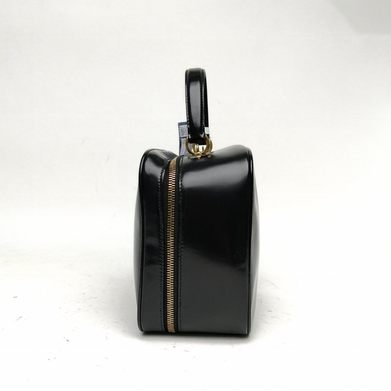 GUCCI 黑色牛皮金扣中古竹節box手提斜挎包肩背包-1