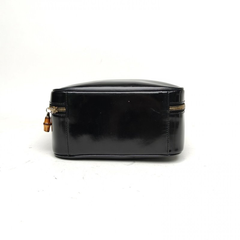 GUCCI 黑色牛皮金扣中古竹節box手提斜挎包肩背包-4