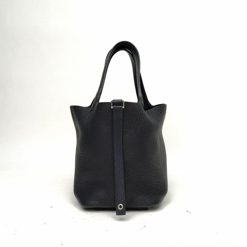 HERMES Picotin18菜籃子3Y軟呢色TC皮U刻銀扣肩背包-2