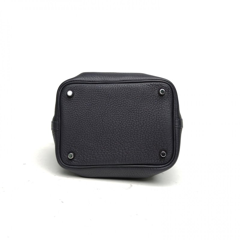 HERMES Picotin18菜籃子3Y軟呢色TC皮U刻銀扣肩背包-4