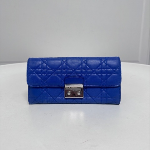 CS8841 Dior/迪澳  藍色藤格紋錢包 98新