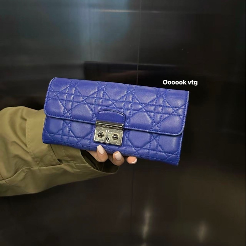 CS8841 Dior/迪澳  藍色藤格紋錢包 98新-1