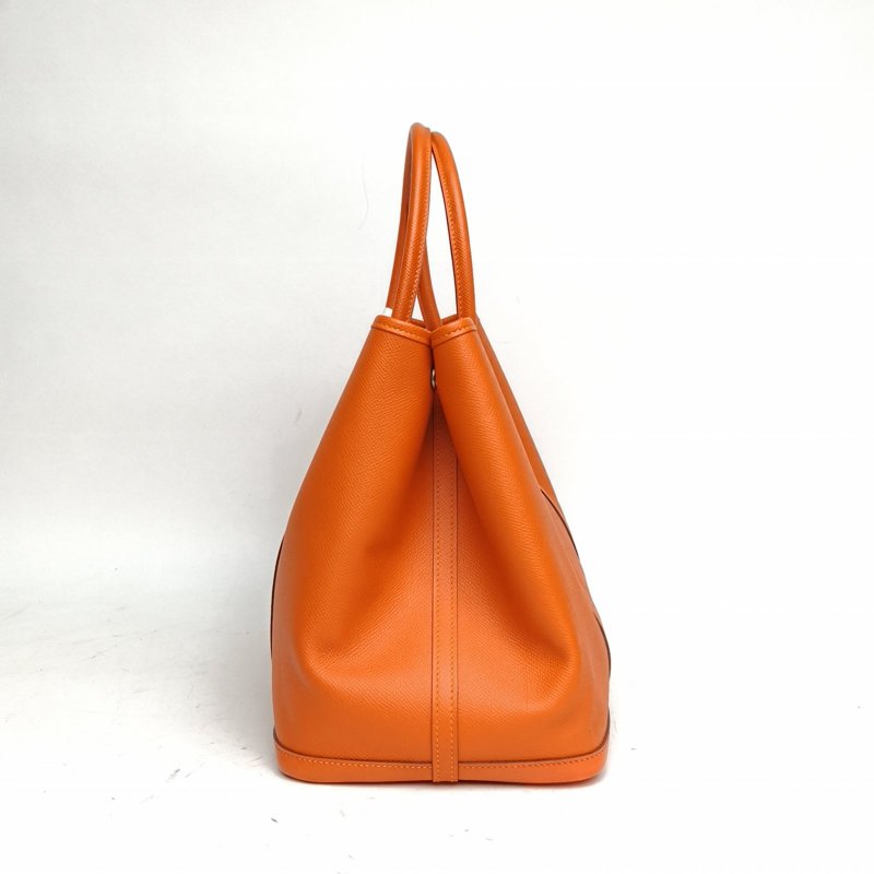 HERMES GardenParty花園包369愛馬仕橙C刻銀扣肩背包-1