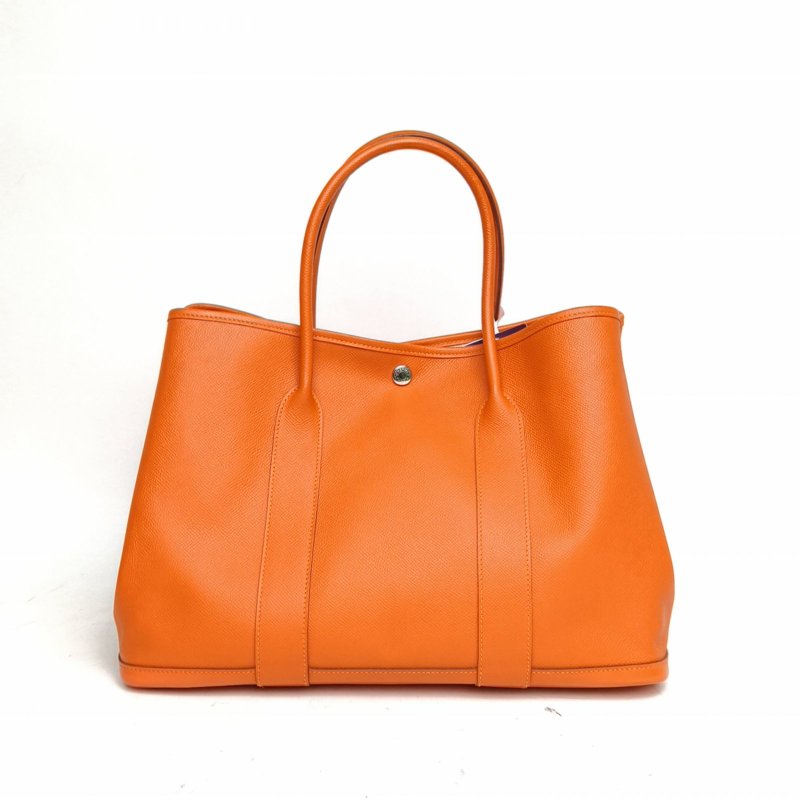 HERMES GardenParty花園包369愛馬仕橙C刻銀扣肩背包-2