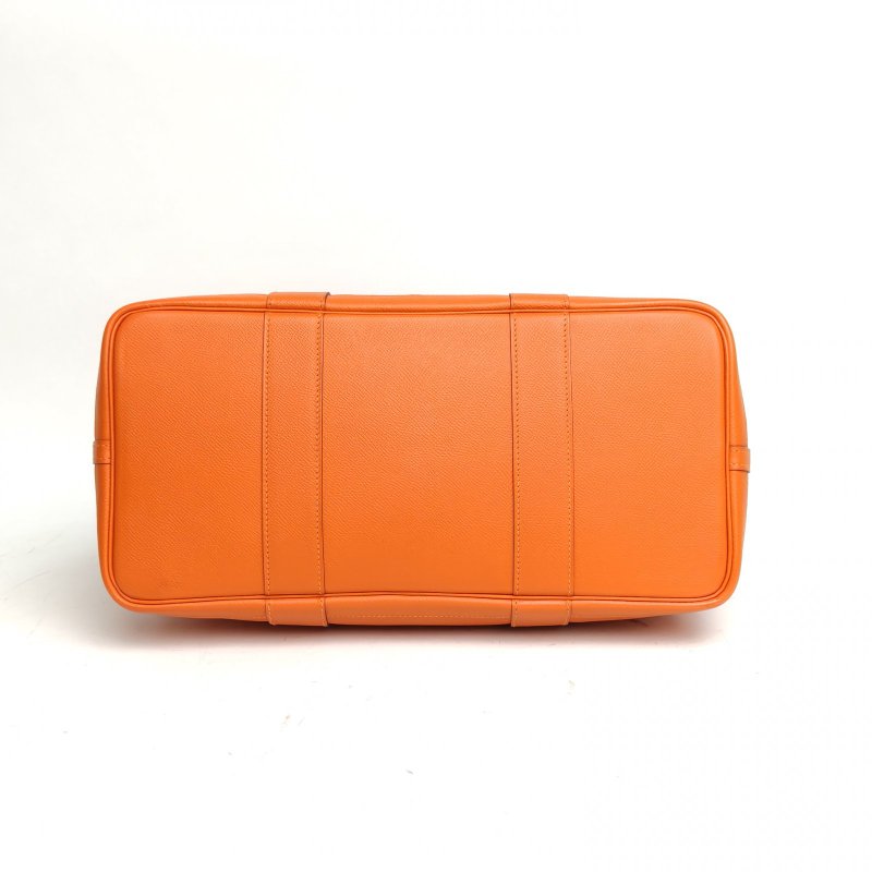 HERMES GardenParty花園包369愛馬仕橙C刻銀扣肩背包-4