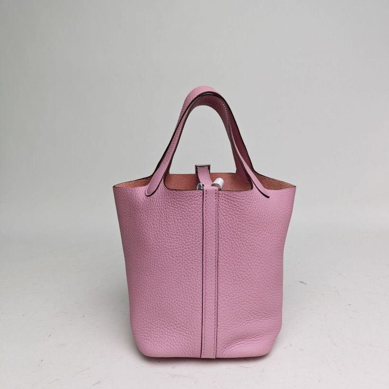 HERMES Picotin18菜籃子錦葵紫TC皮U刻銀扣肩背包-2