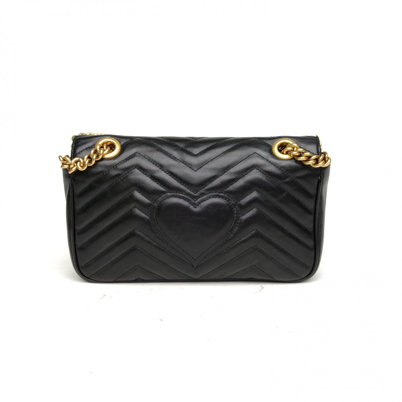 GUCCI GGMarmont肩背包小號黑色牛皮金扣肩背包-2