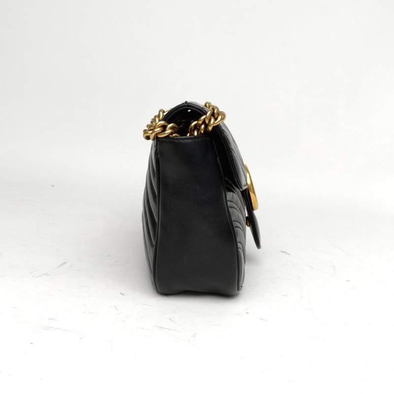 GUCCI GGMarmont肩背包小號黑色牛皮金扣肩背包-3