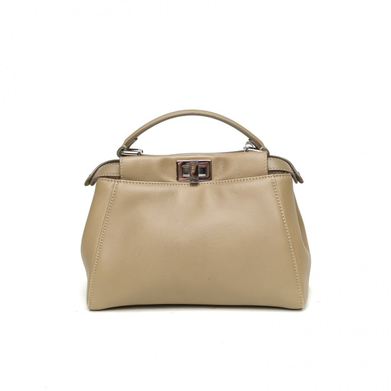 FENDI PEEKABOOMini23褐色牛皮銀扣肩背包-2