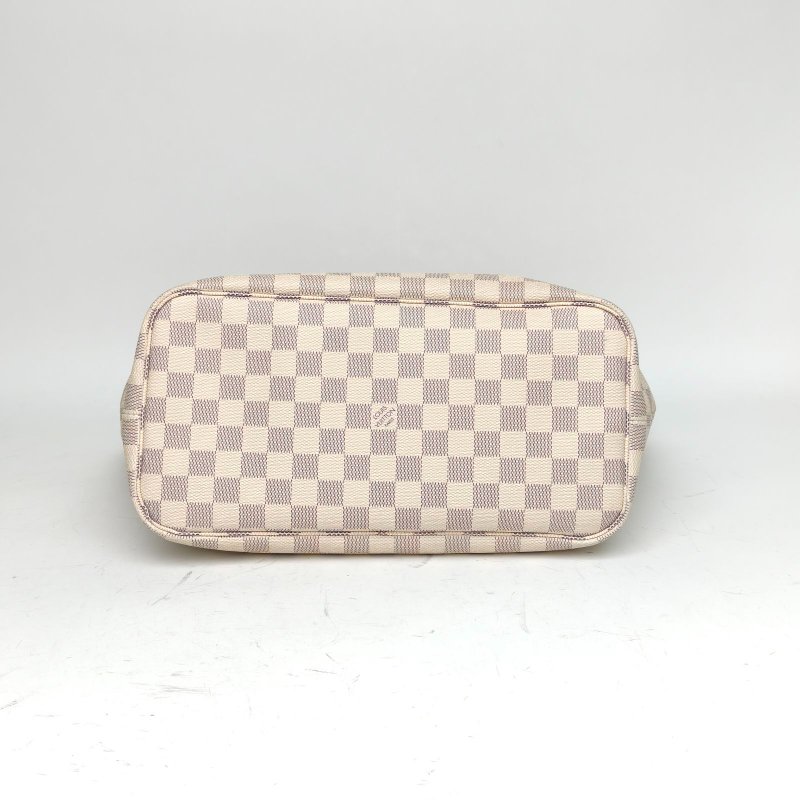 LOUIS VUITTON Neverfull中號31白棋格PVC金扣晶片肩背包-4