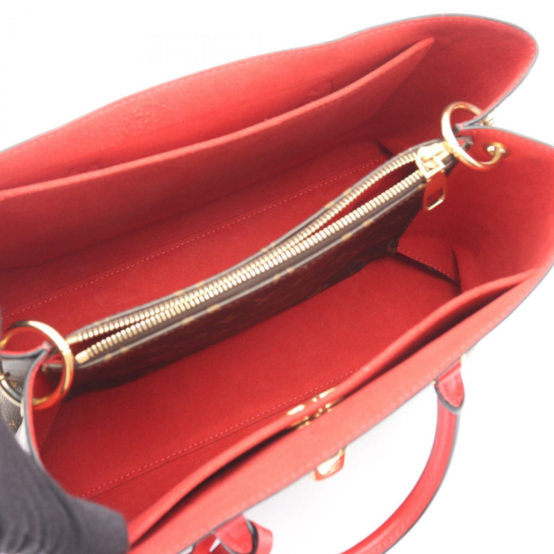 路易威登 Flower Tote 兩用手提包/手袋，塗層帆布和皮革，Monogram 圖案，女士，棕色/紅色，M43553-2