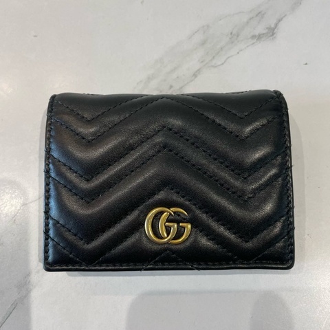 古馳 gucci marmont 黑色雙G 卡包 錢包（2-1）