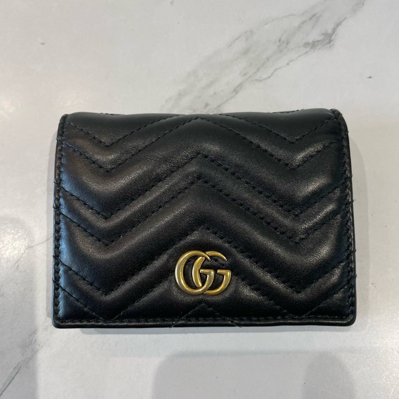 古馳 gucci marmont 黑色雙G 卡包 錢包（2-1）-0