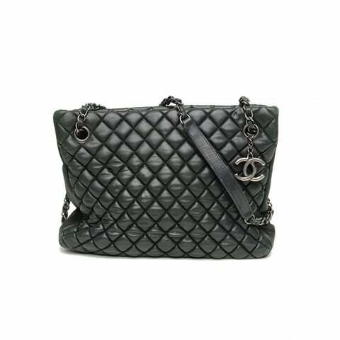 CHANEL 墨綠色17開銀扣季節款tote鏈條包肩背包