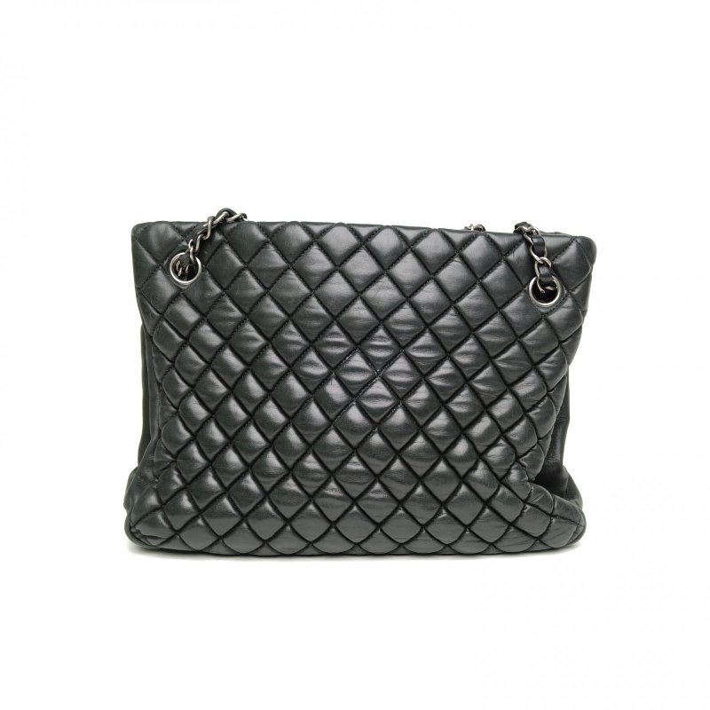 CHANEL 墨綠色17開銀扣季節款tote鏈條包肩背包-2