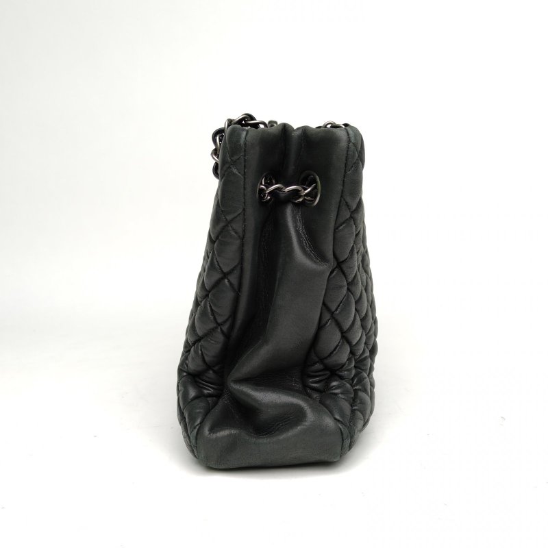 CHANEL 墨綠色17開銀扣季節款tote鏈條包肩背包-3