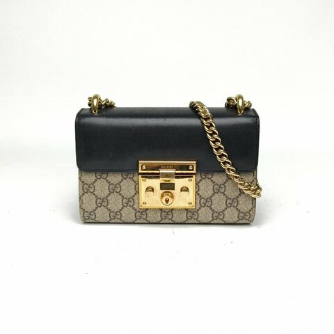 GUCCI Padlock鎖頭包小號20.5黑色牛皮金扣肩背包