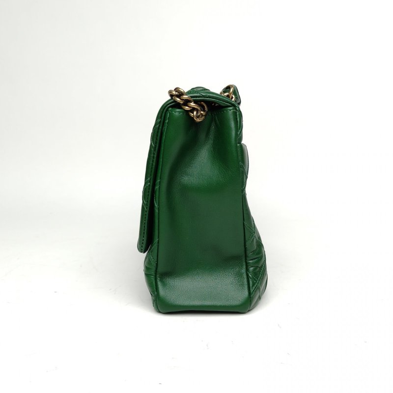 CHANEL 綠色牛皮17開金扣2.55復古菱格鏈條包肩背包-3