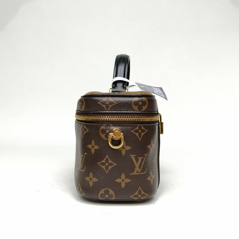 LOUIS VUITTON Vanity化妝包小號19老花PVC金扣晶片肩背包-1